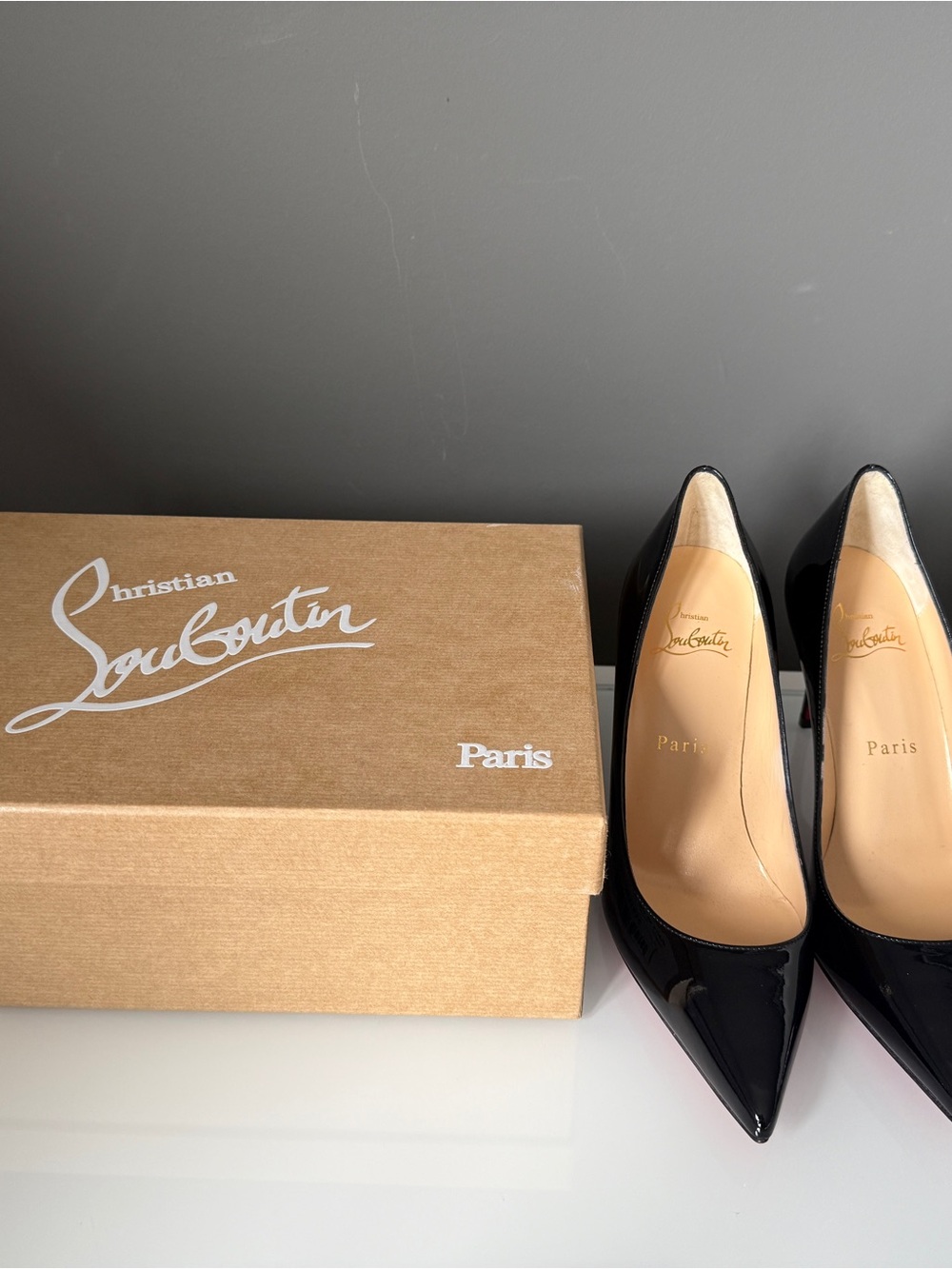 Christian Louboutin Black Patent Kate 85mm heels